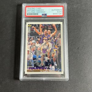 1995-96 Upper Deck #29 Antonio Harvey Signed Card AUTO PSA Slabbed Lakers
