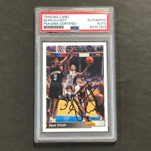 1992-93 Upper Deck #131 Sean Elliott Signed Card Auto PSA Slabbed Spurs