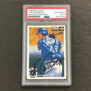 1992-93 Upper Deck #402 Tom Candiotti Signed Card AUTO PSA Slabbed Dodgers