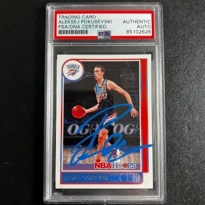 2021-22 Panini Hoops #13 Aleksej Pokusevski Signed Card AUTO PSA Slabbed Thunder
