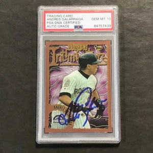 1996 Topps Finest Intimidators #139 Andres Galarraga Signed Card PSA Slabbed Aut