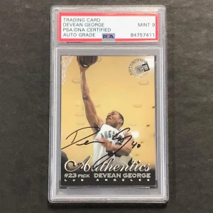 1999 Press Pass Authentics #18 Devean George Signed Card MINT 9 PSA Slabbed