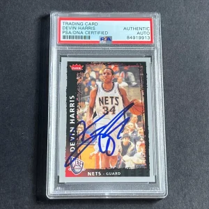 2008-09 Fleer Basketball #65 Devin Harris Signed Card AUTO PSA Slabbed Nets