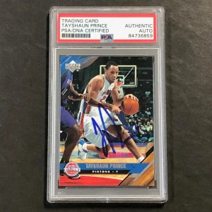 2005-06 Upper Deck Basketball #51 Tayshaun Prince Signed Card AUTO PSA Slabbed P