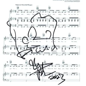 Sean Paul Signed Autograph Get Busy Sheet Music with Original Art Sketch!