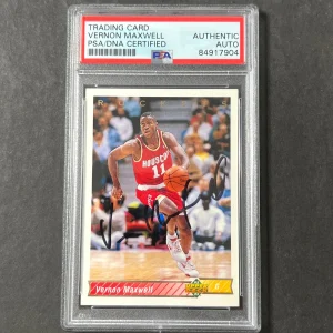 1991-92 Upper Deck #172 Vernon Maxwell Signed Card AUTO PSA Slabbed Rockets