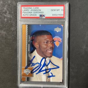 1996-97 Upper Deck #261 Larry Johnson Signed Card AUTO 10 PSA Slabbed Knicks
