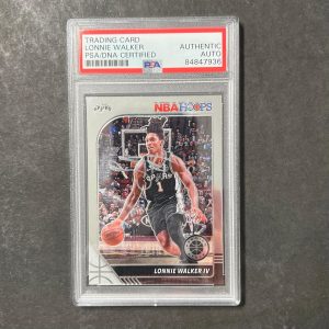 2019-20 Panini Hoops Premium Stock #175 Lonnie Walker IV Signed Card AUTO PSA/DN