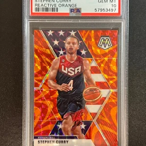 2019 Panini Mosaic #260 Stephen Curry Reactive Orange PSA 10 Gem Mint