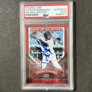 2015 Panini Elite Extra #155 Teoscar Hernandez Signed Card PSA Slabbed Auto Astr