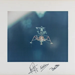 Apollo 11 (3) Armstrong, Aldrin & Collins Signed Matted 10.75x13.45 Photo BAS