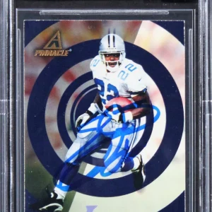 Cowboys Emmitt Smith Signed 1997 Pinnacle #184 Card Auto 10! BAS Slabbed