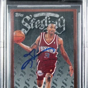 76ers Allen Iverson Signed 1996 Finest #240 Rookie Card Auto 10! BAS Slabbed
