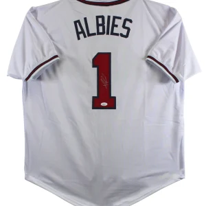 Ozzie Albies Authentic Signed White Pro Style Jersey Autographed JSA
