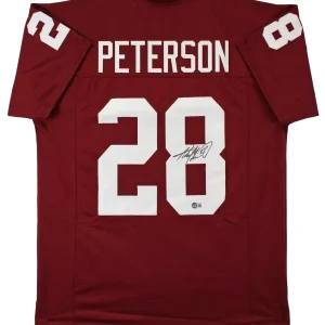 Oklahoma Adrian Peterson Authentic Signed Maroon Pro Style Jersey BAS Witness 2