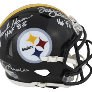Steelers LBs (3) Ham, Lambert & Russell Signed Speed Mini Helmet BAS W #W628586