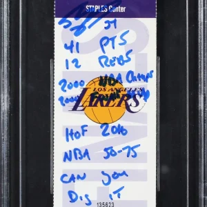 Shaquille O'Neal 8x Insc Signed 2000 NBA Finals Game 6 Ticket Auto 10 BAS Slab 1