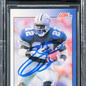 Cowboys Emmitt Smith Authentic Signed 1991 Score #15 Card Auto 10! BAS Slabbed