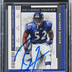 Ravens Ray Lewis Signed 2005 Playoff Contenders #10 Card Auto 10! BAS Slabbed