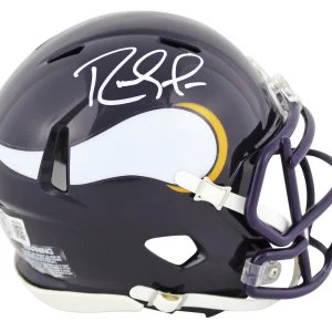 Vikings Randy Moss Signed 1983-01 TB Speed Mini Helmet w/ White Sig BAS Witness