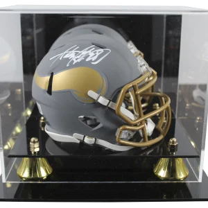 Vikings Adrian Peterson Signed Slate Speed Mini Helmet W/ Case BAS Witnessed