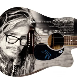 Aerosmith Steven Tyler Autographed 1:1 Graphics Photo Guitar PSA