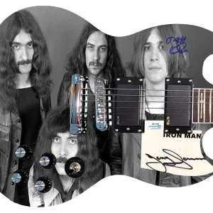 Black Sabbath Autographed 1/1 Custom Graphics Photo Guitar BAS Witness ACOA BAS