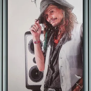 Aerosmith Steven Tyler Signed Tilting Hat Framed 24x36 Canvas Photo Print ACOA
