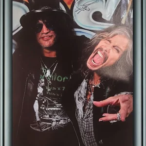 Aerosmith Steven Tyler Signed w Slash Framed 24x36 Canvas Photo Print ACOA