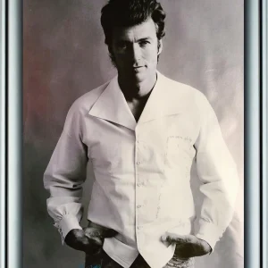 Clint Eastwood Autographed Framed 24x36 Canvas Vintage Young Photo Print ACOA