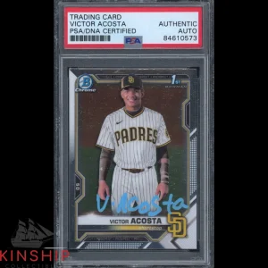 Victor Acosta signed 2021 Bowman Trading Card PSA DNA Slabbed Auto C2262