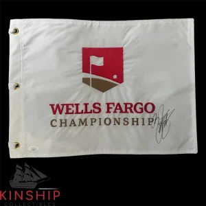 Rickie Fowler signed Wells Fargo Pin Flag JSA COA Masters PGA Golf Auto G65