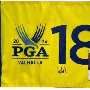 LUDVIG ABERG SIGNED 2024 PGA CHAMPIONSHIP PIN FLAG VALHALLA 1ST PGA! JSA