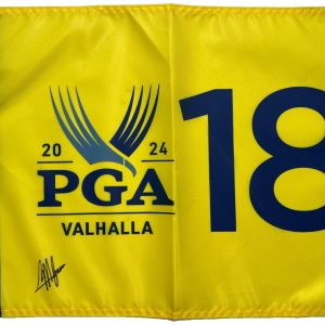 COLLIN MORIKAWA SIGNED 2024 PGA CHAMPIONSHIP PIN FLAG VALHALLA COA