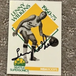 1990-91 NBA Hoops - #349 Lenny Wilkens signed autographed card Supersonics