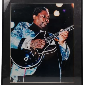 B.B. King Autographed Framed Photo Custom Display AFTAL UACC RD PSA Precert