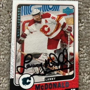 2000-01 Upper Deck Legends Flames Card #19 Lanny McDonald signed autographed