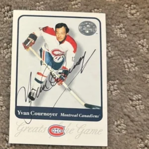 YVAN COURNOYER HOF AUTOGRAPHED SIGNED FLEER GREATS OF THE GAME HOCKEY CARD