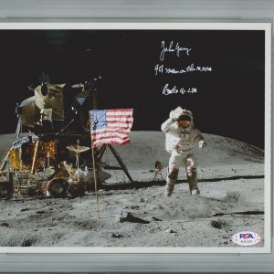 JOHN YOUNG SIGNED 8X10 PSA DNA AH41401 (D) APOLLO 16 9TH MOONWALKER