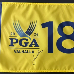 JORDAN SPIETH SIGNED 2024 PGA CHAMPIONSHIP PIN FLAG w/PROOF & BECKETT BAS COA