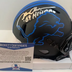 STEVE OWENS DETRIOT LIONS 69 HEISMAN SIGNED AUTO ECLIPSE MINI HELMET BECKETT