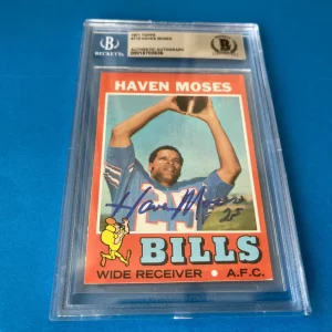 Haven Moses Bills 1971 Topps Card Signed Auto Beckett BAS Slabbed