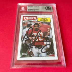 Deron Cherry Chiefs 1987 Topps Card Signed Auto Beckett BAS Slabbed