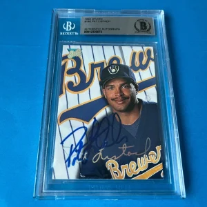 Pat Listach Brewers 1993 Leaf Studio Card Signed Auto Beckett BAS COA