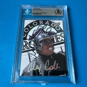 Alex Cole Rockies 1993 Leaf Studio Card Signed Auto Beckett BAS COA