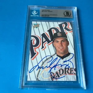 Andy Benes Padres 1993 Leaf Studio Card Signed Auto Beckett BAS COA