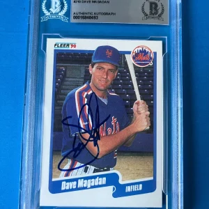 Dave Magadan Mets 1990 Fleer Card Signed Auto Beckett BAS Slabbed