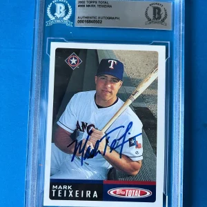 Mark Teixeira Rangers 2002 Topps Total Card Signed Auto Beckett BAS Slabbed
