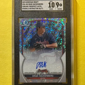 2023 BOWMAN DRAFT DRUE HACKENBERG SPARKLE AUTO /71 #CDA-DH SGC MT 9 AUTO 10