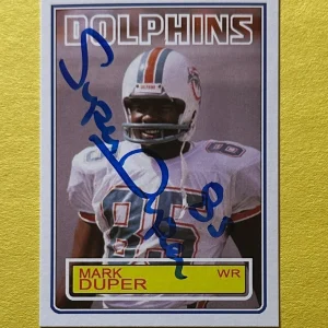 1983 CUSTOM PLAYER CARD MARK DUPER AUTOGRAPH COA #TT-85 DOLPHINS